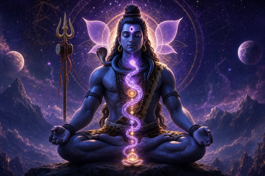 Shiva in Meditation — The Ajna Chakra Illuminated