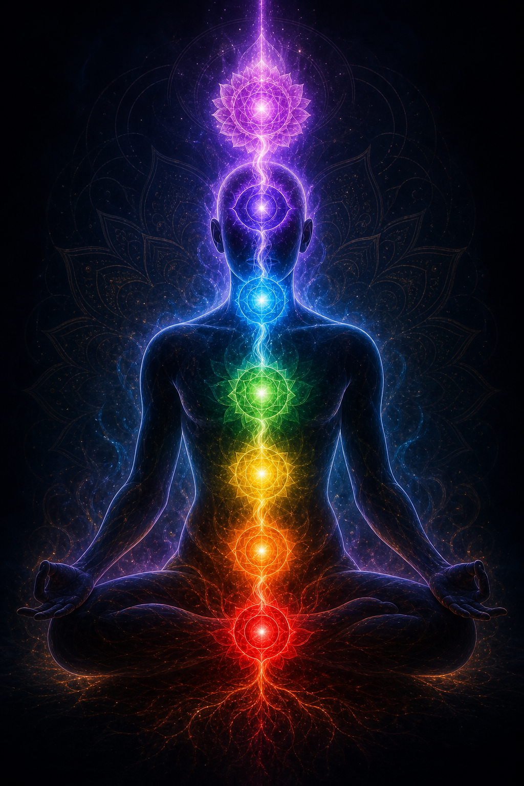 The Seven Chakras — energy centers along the spine