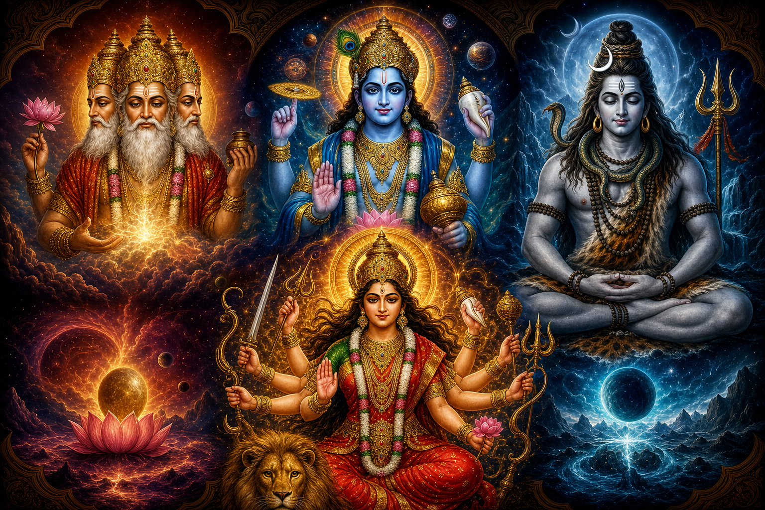 Hindu deities — Brahma, Vishnu, Shiva, Shakti and the divine pantheon